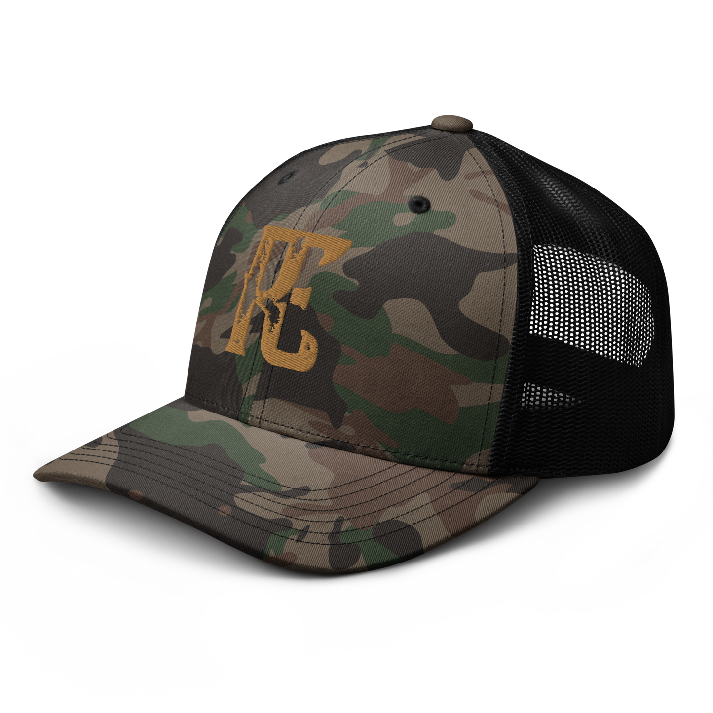 Rusty Eyeball Low-Key Logo Camo Trucker Hat